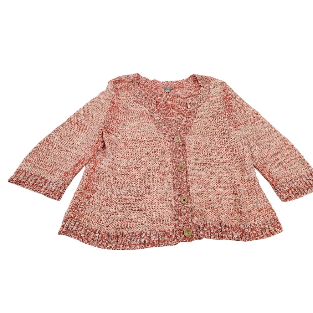 J. Jill Coral Marled Cardigan XL Linen Silk Blend Button Front Sweater